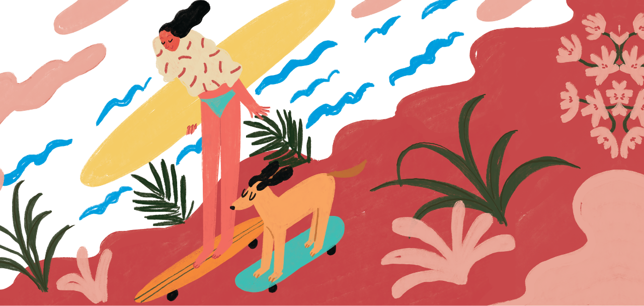 Surfing on the Beach